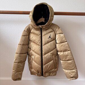 Jordan Iridescent Gold Puffy Jacket Size Medium Fleece Lined